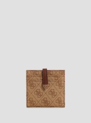 Guess Brown Logo Laurel Tab Card Case