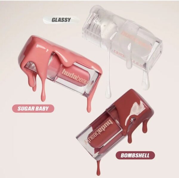 Huda Beauty Mini Gloss Trio (GLASSY | BOMBSHELL | SUGAR BABY) - Image 2