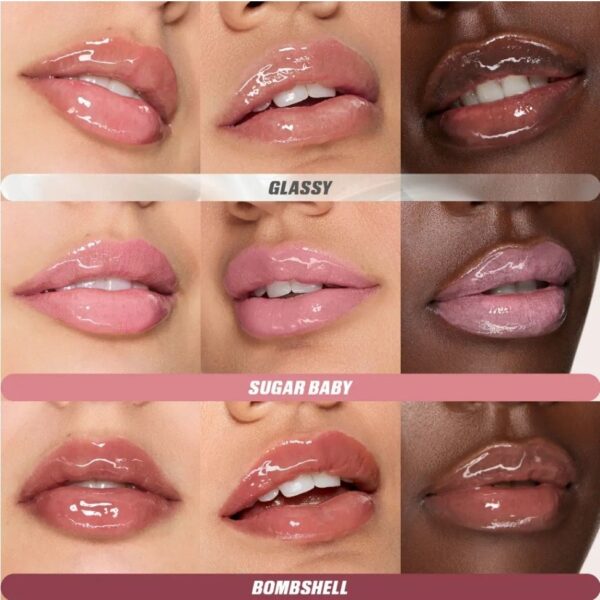 Huda Beauty Mini Gloss Trio (GLASSY | BOMBSHELL | SUGAR BABY) - Image 3