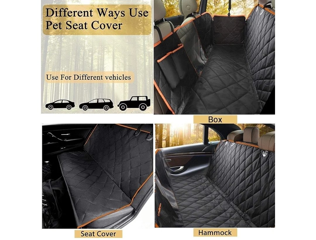 Dog Seat Cover, Waterproof Dog Car Seat Cover Back Seat Hammock with Mesh Visual Window & Side Flaps & Dog Seat Belt, Scratchproof Pet Seat Cover for Cars, Trucks, SUVs - 147 x 137cm - Image 2