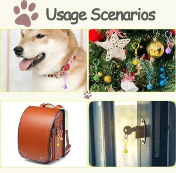 Pet Bells for Dog Cat Collar 6 pack,Charm Pet Pendant Accessories with1 Pack Stainless Steel Keychain - Image 2