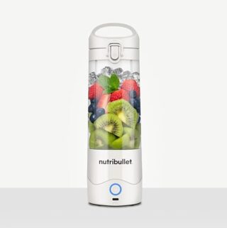 NutriBullet Portable Blender, White, Blender, that Mixes Smoothies, Protein Shakes, Party Drinks & More on the go. 590ml Rechargeable Portable Blender Charged via USB-C, BPA-Free (NB07400W)
