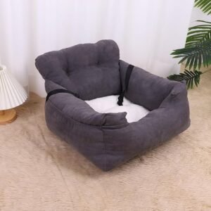 Furbulous Dog Car Seats for Small Medium Dogs Under 14kg, Puppy Safety Car Seat, Pet Booster Seat with Storage Pocket and Clip-On Safety Leash for Small Dogs or Cats Light Grey Medium - Dark Grey