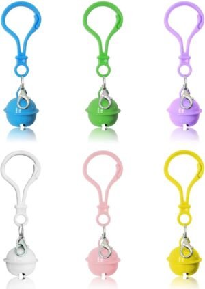 Pet Bells for Dog Cat Collar 6 pack,Charm Pet Pendant Accessories with1 Pack Stainless Steel Keychain