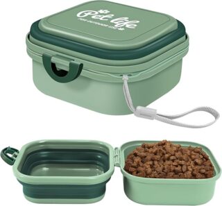 Collapsible Dog Bowl ? Portable Travel Water & Food Bowl for Dogs & Cats ? Foldable, Lightweight, BPA-Free Pet Feeder ? Ideal for Walks, Camping & Hiking (Green)