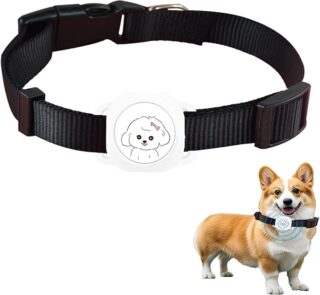 Smart Pet Tracker with Collar Holder ? Lightweight 10g Pet Location Tracker for Dogs and Cats, Long Battery Life, No Monthly Fee, Bluetooth & Find My Compatibility, Waterproof, Safe & Durable (White)
