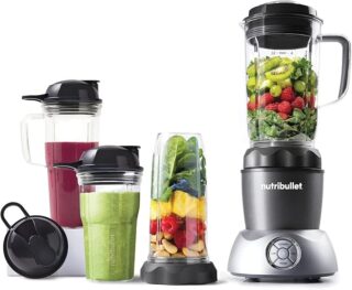 NutriBullet Select 1200, High Speed Blender with 2 Speed Settings Plus Pulse Function and Extract Programs, Vented Pitcher for Hot Foods (NB07200-1210DG)