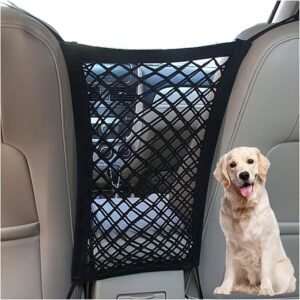 Pet Barrier Dog Car Net Barrier with Auto Safety Mesh Organizer Baby Stretchable Storage Bag Universal for Cars, SUV, Truck -Easy Install,Safer to Drive with Children and Pets