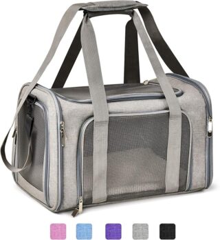 Cat Carriers Dog Carrier Pet Carrier for Small/Medium Cats Dogs Puppies (Up to 15lbs), TSA Airline Approved Small Dog Carrier Soft Sided, Collapsible Waterproof Travel Puppy Carrier - Grey