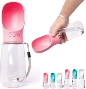 Zenify Dog Travel Water Bottle for Dogs Leak Proof No Spill Lead Leash Waterer Feeder Accessory Puppies Drinking Pets Accessories Alternative to Dispenser Portable Pet Bowl Large