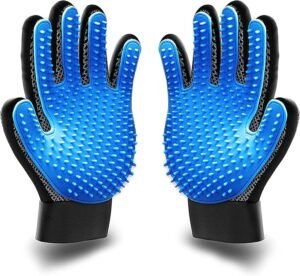 [Premium]K&K Pet Grooming Glove Gift Set. Easy, Mess Free Deshedding for Cat/Dog/Horse. One Pair Gentle BPA free Mitt+FREE Bath Brush for all Pet Hair Removal Needs-For a Clean Home & Happy Fur Babies