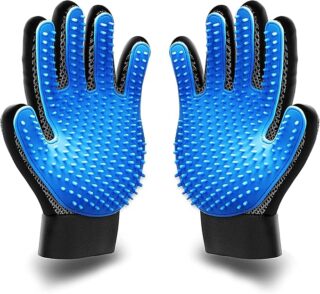[Premium]K&K Pet Grooming Glove Gift Set. Easy, Mess Free Deshedding for Cat/Dog/Horse. One Pair Gentle BPA free Mitt+FREE Bath Brush for all Pet Hair Removal Needs-For a Clean Home & Happy Fur Babies