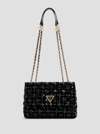 Black giully convertible flap bag