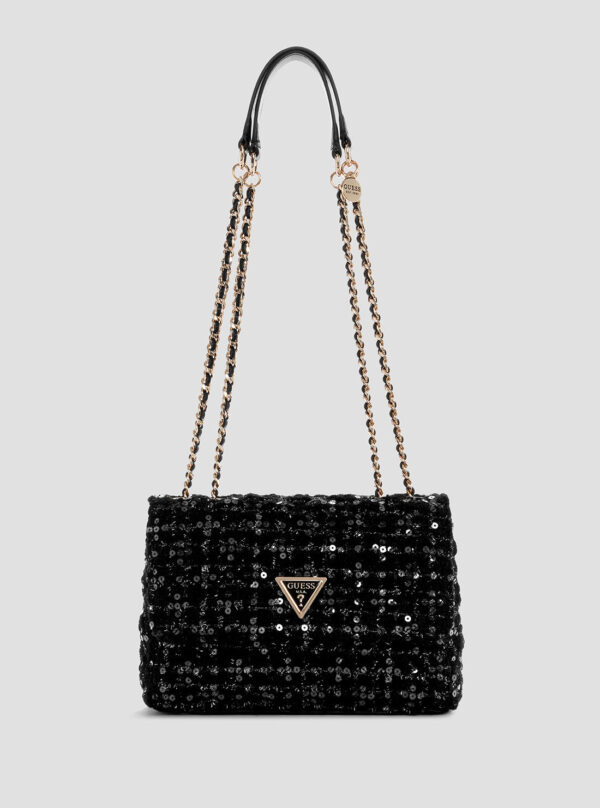 Black giully convertible flap bag