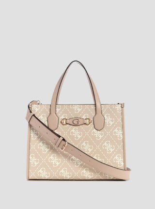 Beige logo izzy tote bag