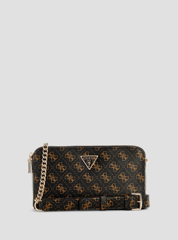 Brown logo daryna crossbody bag