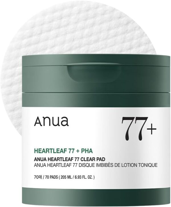 ANUA Heartleaf 77 Toner Pad, Mild Exfoliating Facial Pads for Glass Skin, Hydrating Pore Care for Sensitive Skin, Heartleaf Extract, PHA, Centella, Non comedogenic, Korean Skin Care (70 Pads)