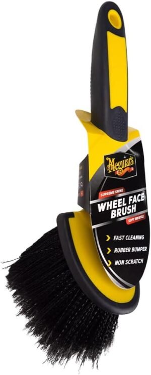Meguiar's Supreme Shine Wheel Face Brush - Soft, Plush, Non-Scratch Bristles - Non-Bendable Plastic Car Wheel Brush - Car Detailing Brush Kit - Car Wheel Cleaner Brush - Automotive Accessories