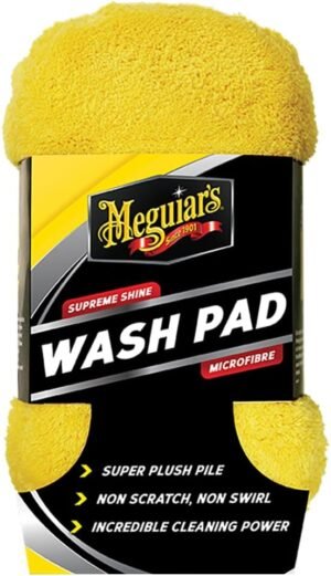 Meguiar's Microfibre Wash Pad - Supreme Shine Wash Pad - with a High Foaming Action - Microfibre Cleaning Mitts for Cars and Other Vehicles - Washing Mitts for Auto Detailing - 1 Unit