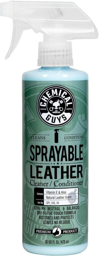 Chemical Guys Sprayable Leather Cleaner and Conditioner in One for Car Interiors, Apparel, and More (Works on Natural, Synthetic, Pleather, and More) Leather Scent, 473 ml