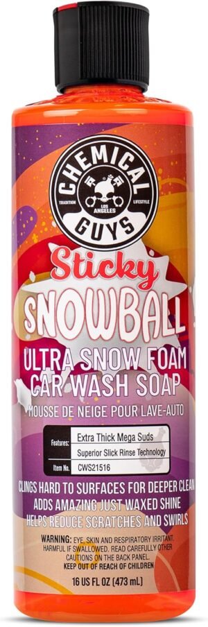 Chemical Guys Sticky Snowball Ultra Snow Foam Car Wash Soap (Works with Foam Cannons, Foam Guns or Bucket Washes) Safe for Cars, Trucks, Motorcycles, RVs & More, 473 ml, Cherry Scent