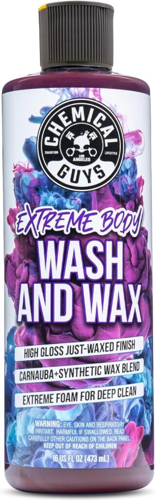 Chemical Guys Extreme Bodywash & Wax Foaming Car Wash Soap, (Works with Foam Cannons, Foam Guns or Bucket Washes) Safe for Cars, Trucks, Motorcycles, RVs & More, 473 ml (2 Pack), Grape Scent