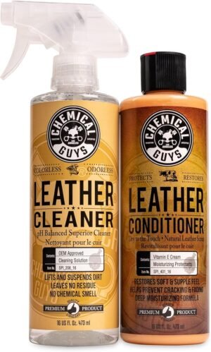 Chemical Guys Leather Cleaner and Leather Conditioner for Use on Leather Apparel, Furniture, Car Interiors, Shoes, Boots, Bags & More (2-473 ml Bottles)