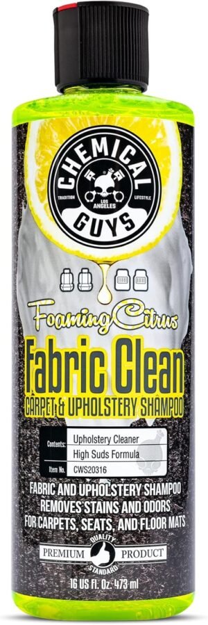Chemical Guys Foaming Citrus Fabric Clean Carpet And Upholstery Shampoo And Odor Eliminator, Safe for Cars, Trucks, SUVs, Motorcycles, RVs & More, 473 ml