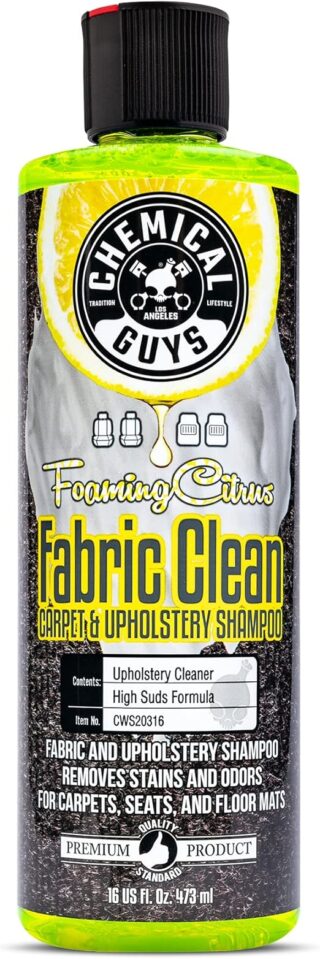 Chemical Guys Foaming Citrus Fabric Clean Carpet And Upholstery Shampoo And Odor Eliminator, Safe for Cars, Trucks, SUVs, Motorcycles, RVs & More, 473 ml