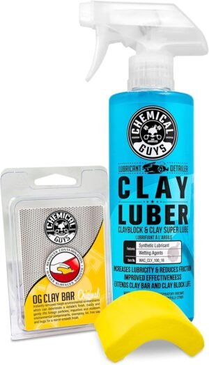 Chemical Guys OG Clay Bar & Lubber Synthetic Lubricant Kit, Light/Medium Duty, 473 ml (2 Items), Yellow