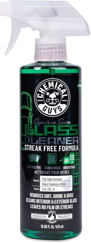 Chemical Guys Signature Series Glass Cleaner (Works on Glass, Windows, Mirrors, Navigation Screens & More; Car, Truck, SUV and Home Use), Ammonia Free & Safe on Tinted Windows, 473 ml