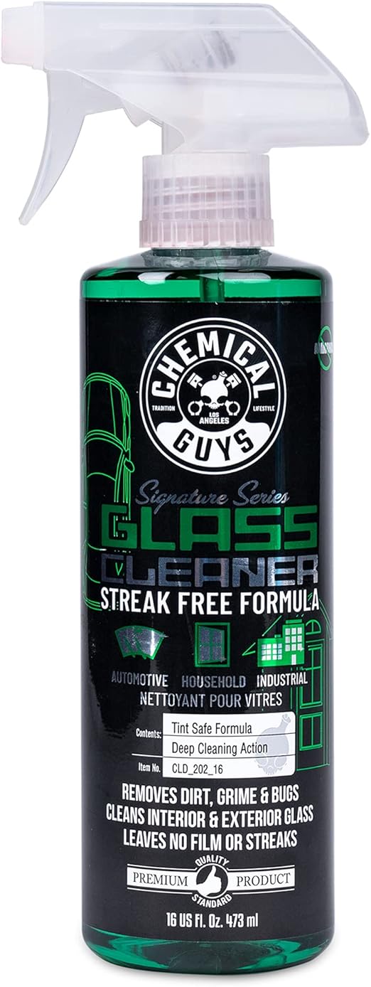 Chemical Guys Signature Series Glass Cleaner (Works on Glass, Windows, Mirrors, Navigation Screens & More; Car, Truck, SUV and Home Use), Ammonia Free & Safe on Tinted Windows, 473 ml