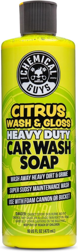 Chemical Guys Citrus Wash & Gloss Foaming Car Wash Soap (Works with Foam Cannons, Foam Guns or Bucket Washes) Safe for Cars, Trucks, Motorcycles, RVs & More, 473 ml, Citrus Scent