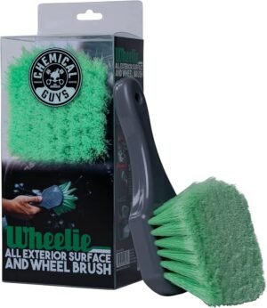 Chemical Guys Wheelie All Exterior Surface and Wheel Brush (Safe for Cars, Trucks, SUVs, RVs, Motorcycles, & More) Green