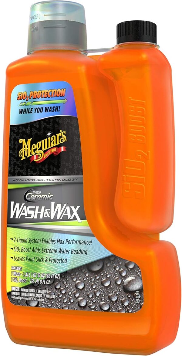 Meguiar's Hybrid Ceramic Wash and Wax Kit - Professional Ceramic Wash and Wax with Advanced Si02 Hybrid Ceramic protection - Durable and Long-Lasting Car Wash and Wax - Incredible Shine and Protection