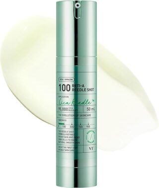 VT COSMETICS Reti-A Reedle Shot 100, Retinol(Vitamin A) Microneedling Serum, Repairing Exosome, Ideal for Retinol Beginner, Glass Skin, Korean Skin Booster 1.69Fl Oz(50ml) (100,300,700) (100)