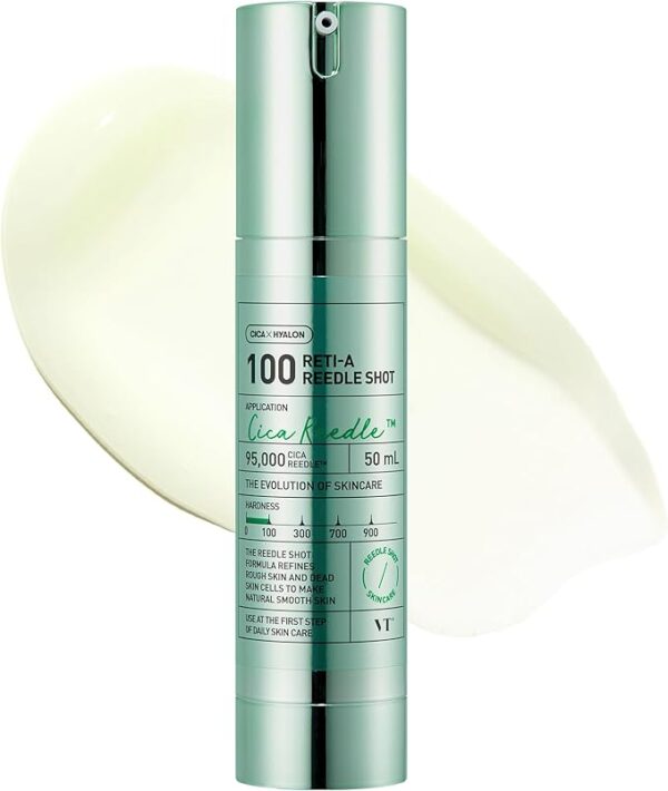 VT COSMETICS Reti-A Reedle Shot 100, Retinol(Vitamin A) Microneedling Serum, Repairing Exosome, Ideal for Retinol Beginner, Glass Skin, Korean Skin Booster 1.69Fl Oz(50ml) (100,300,700) (100)