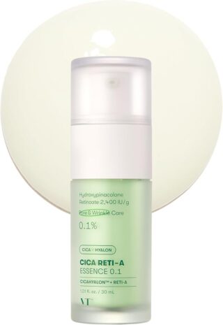 VT COSMETICS Cica Reti-A Retinol Essence 0.1, Skin Balancing Serum Essence For Sensitive Skin, Minimizes Pore & Sebum, Improves Skin Elasticity 30ml
