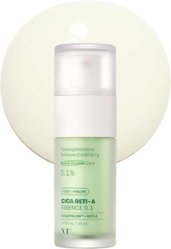 VT COSMETICS Cica Reti-A Retinol Essence 0.1, Skin Balancing Serum Essence For Sensitive Skin, Minimizes Pore & Sebum, Improves Skin Elasticity 30ml