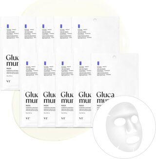 VT COSMETICS Glucamune Mask, Vegan mucin, Soothing & Calming, For All Skin Types, 10pcs