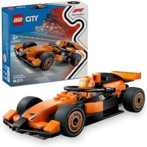 LEGO City F1 Driver with McLaren Race Car Toy for 6+ Year Old Boys & Girls, Formula 1 Vehicle Building Set with a Minifigure, Kids Construction Toy or Desk Toy 60442