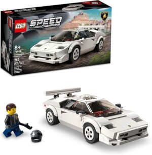 LEGO Speed Champions Lamborghini Countach 76908 Building Kit; Collectible Model of the Iconic 1970?s Super Sports Car for Kids Aged 8+, Includes a Driver Minifigure with Helmet and Wrench (262 Pieces)