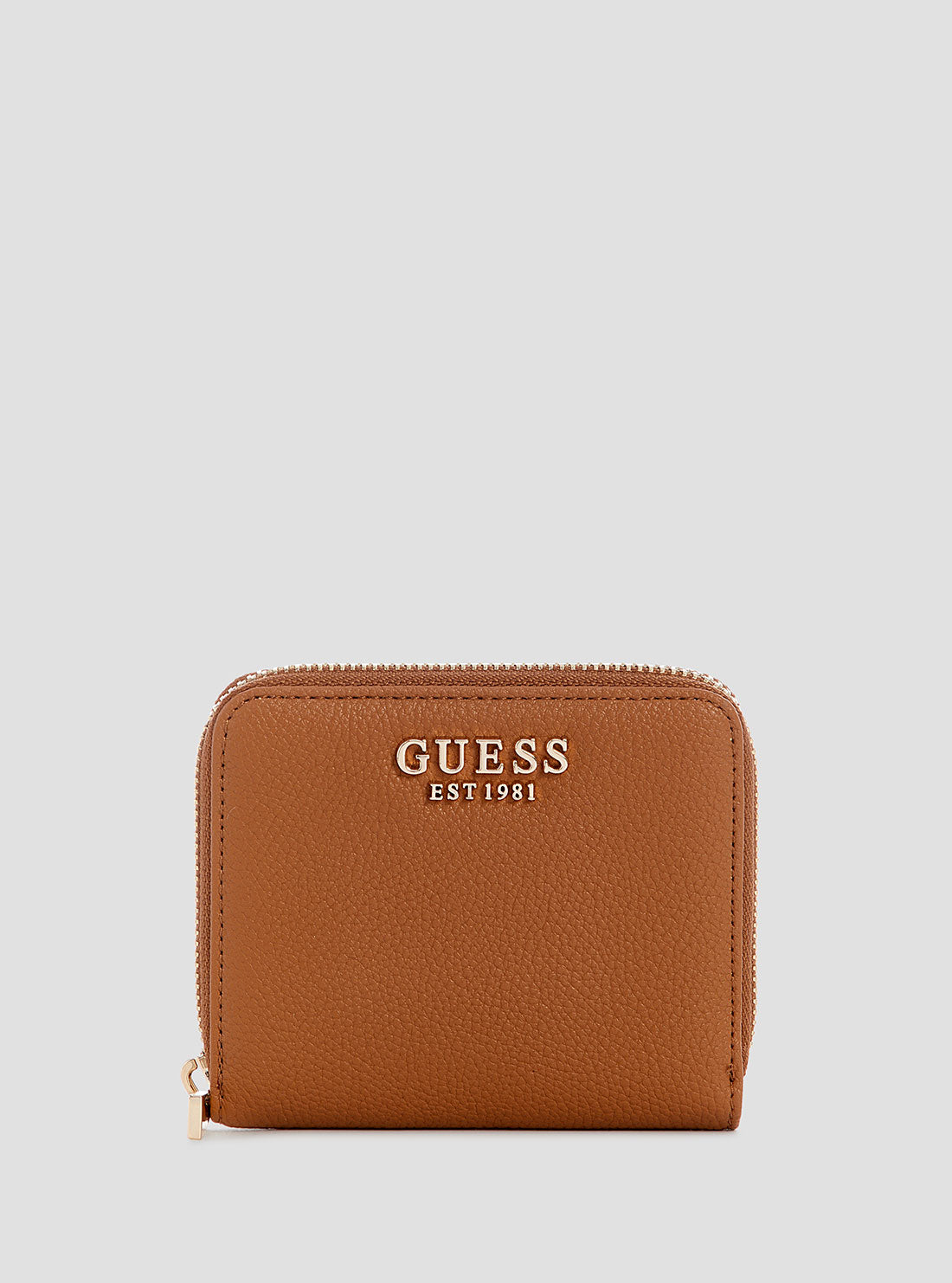 Brown laurel small zip wallet