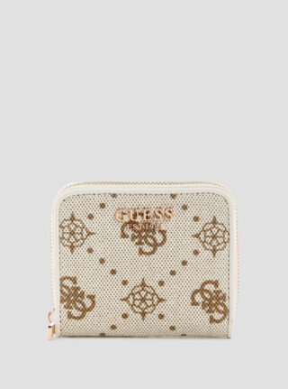 White logo neda small zip around wallet