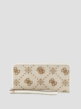 White logo neda large zip around wallet