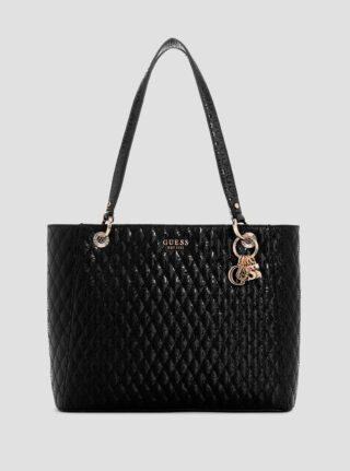 Black betula noel tote bag