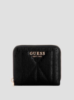 Black logo aldina small zip around wallet