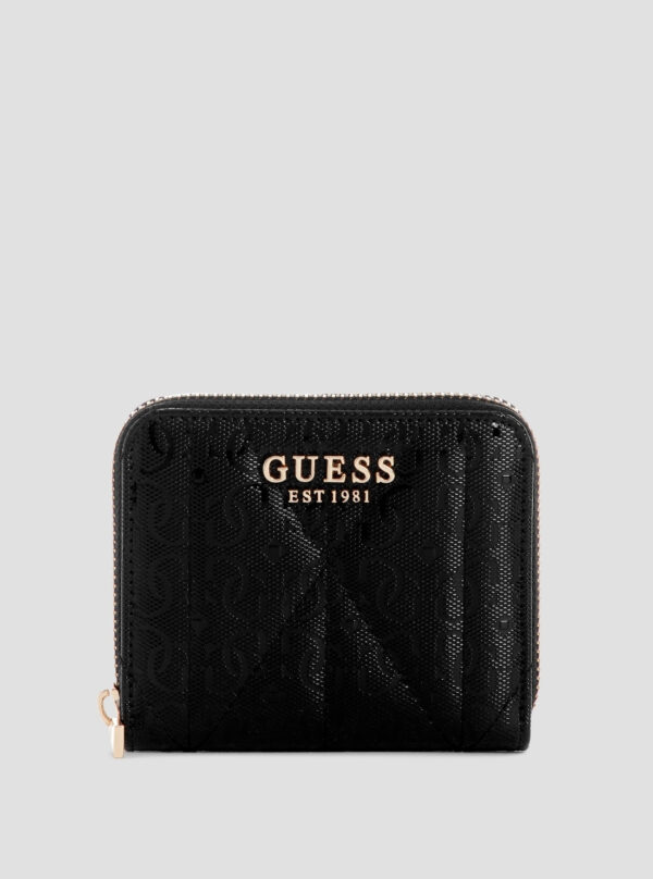 Black logo aldina small zip around wallet