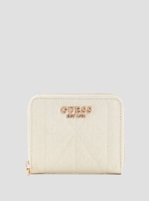White logo aldina small zip around wallet