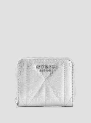 Silver logo aldina small zip around wallet